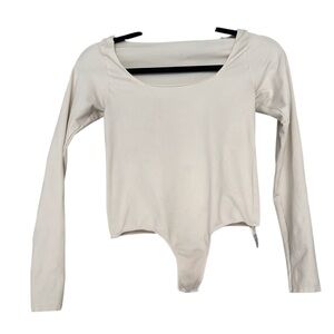 Skims Scoop Neck Cream Long Sleeve Bodysuit size l/xl